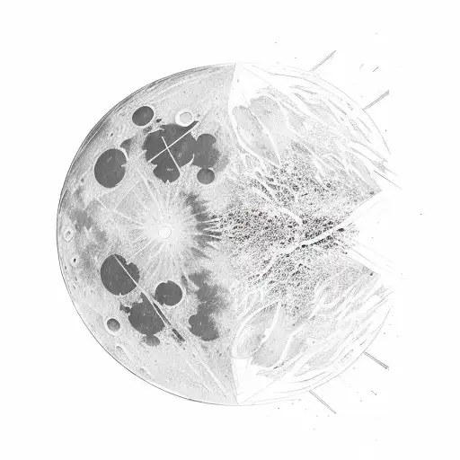 An Abstract Representation Of The Moon And Bts Logo Merging Together To Form A Unique Design