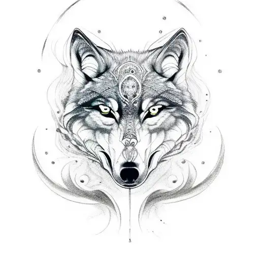 Wolf Skull With Longe Tooth