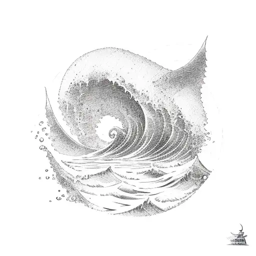 A Small Ocean Wave With Only A Mermaid Tail Sticking Out