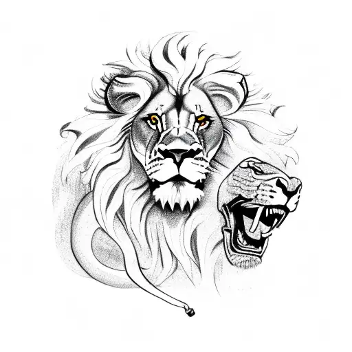 Lion With Snake On His Back