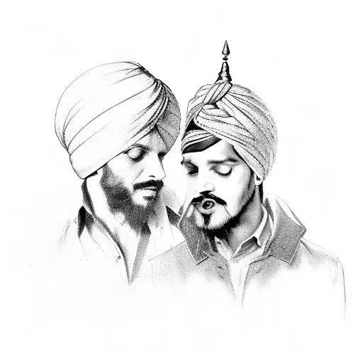 Beagle And A Guy With Turban Playing With Each Other