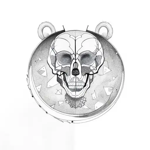 Half Bear Half Skeleton With Moon Behind