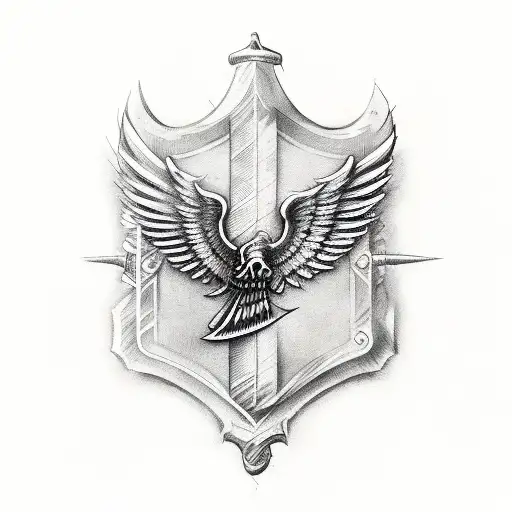 Antique Sword With Eagle Wings Behind It