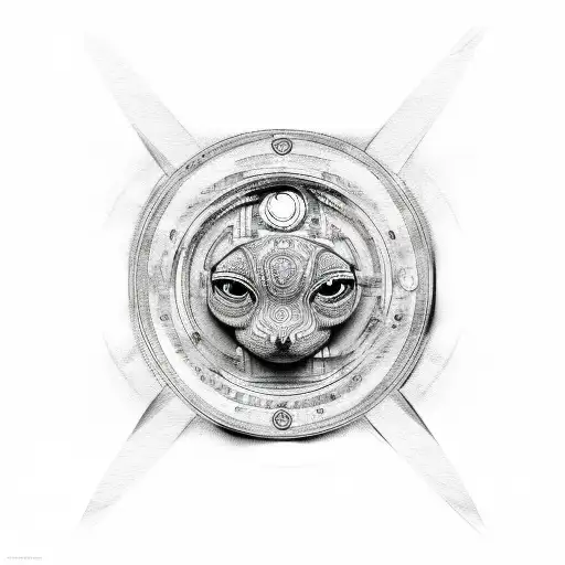 Artistic Sketch Of A Sphynx Car With Three Eyes