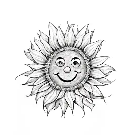 Sunflower With Smiley Face