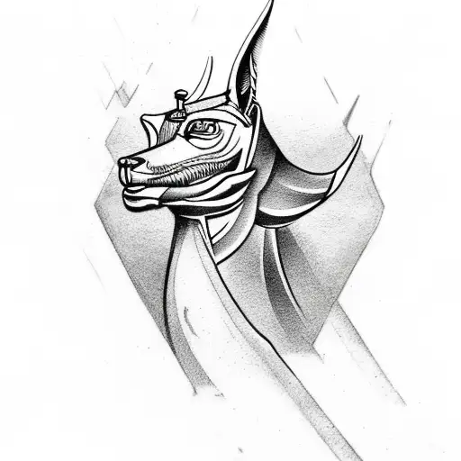 An Anubis Inspired Tattoo With Fishing And Hunting Motifs