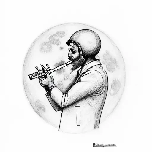 Man On The Moon Smoking A Cigarette
