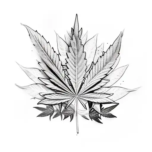 A Tattoo Of A Budtender Mixing Music And Cannabis Leaves In A Creative Design