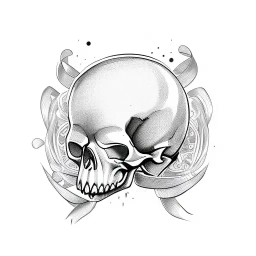 Cute Feminine Cartoon Skull With Bow