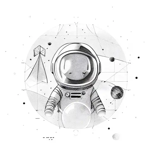 Space With Astronaut And Geometic