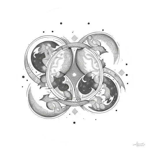 The Triple Moon Symbol Decorated With Flowers