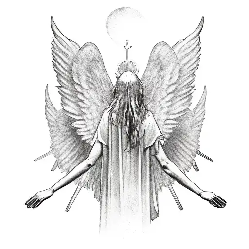 Angel Wings With Yahweh Between Them