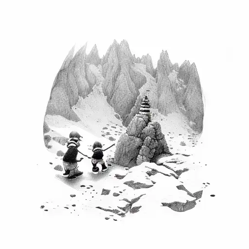 Mom And Two Sons Hiding In Mountain