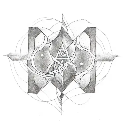 Sketch Style Tattoo Of A Soulmate Connection Represented By Two Intertwined Aquarius Symbols
