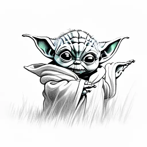 Baby Yoda In A Field Of Flowers