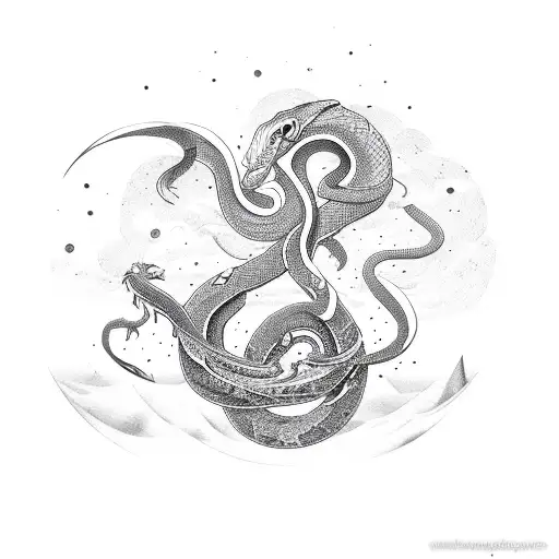 Snake And Moon And Fire