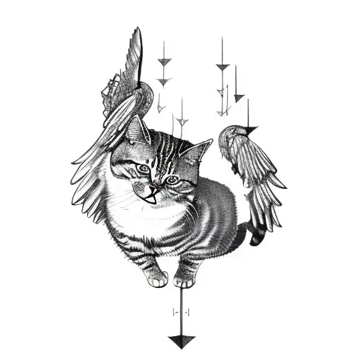 Cat With Wings Of Angle