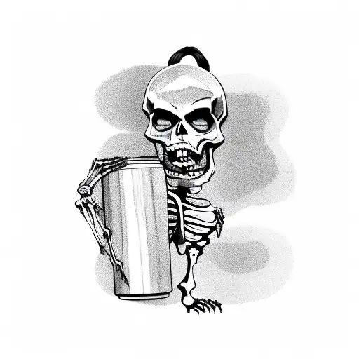 Skeleton Holding A Can That Says Dead Inside But Caffeinated