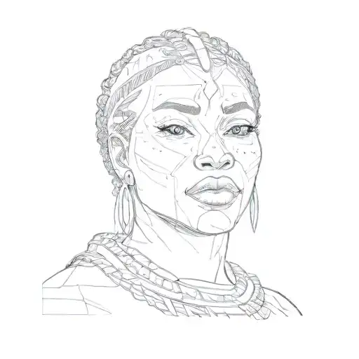 An African Woman Posing Like Zeus Holding A Lightning