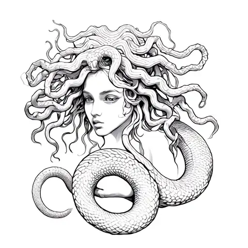 Medusa Holding Snake