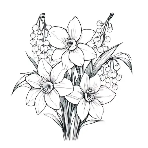 Daffodil Lillie's And Lily Of The Valley Flowers