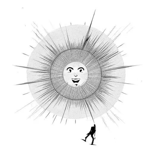 Silhouette Of A Man Midway Falling From A Tall Building In Front Of The Sun