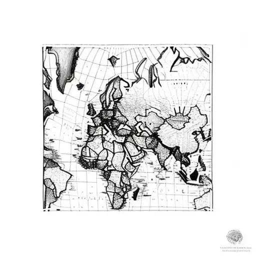 Black And White World Map Shoulder With Longitude And Lattitude