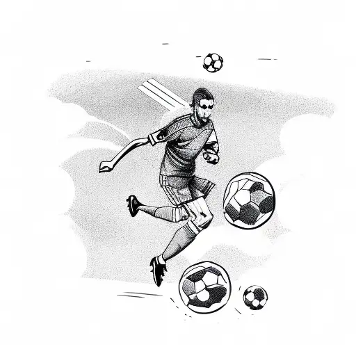A Futuristic Soccer Player Kicking A Ball In A Nature Setting