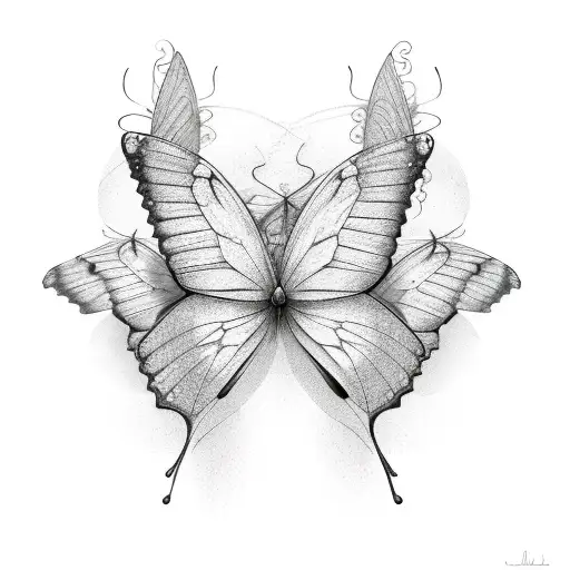 Multiple Butterflie Flying In A Line