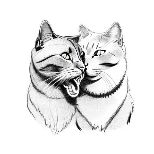 Golder Retriever And Black Cat Hugging