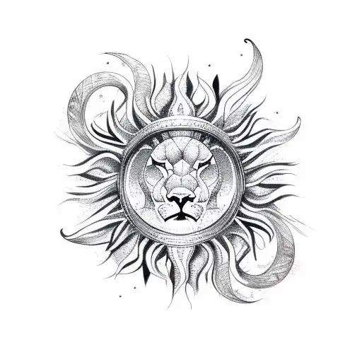 Infinity Symbol Birds Sun Moon Lion Feather