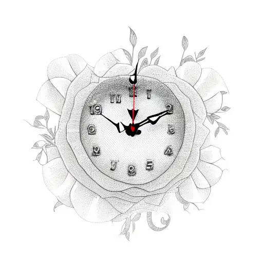 Heart Shaped Clock With Flowers Breaking Through