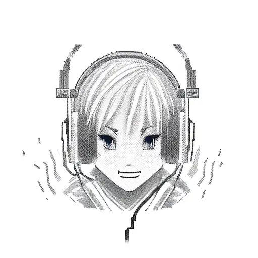 A Pixelated Video Game Character Listening To Music On Headphones