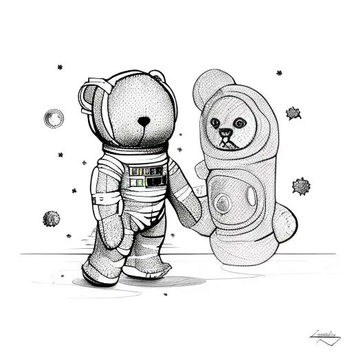 A Cosmic Astronaut Student Holding A Broken Teddy Bear