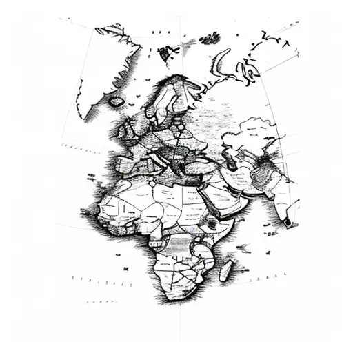 Black And White Map Shoulder With Longitude And Lattitude