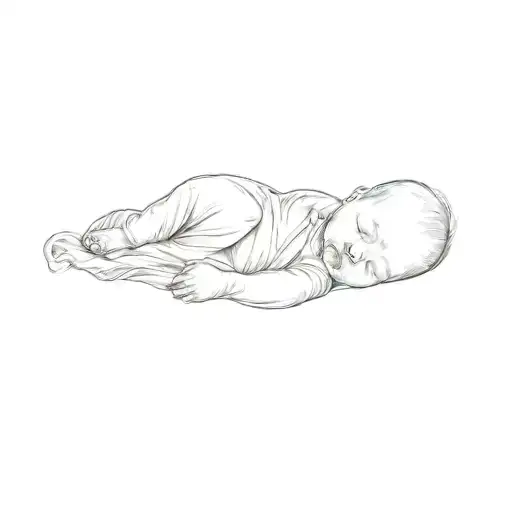 A Newborn Baby Sleeping On A Blue Background