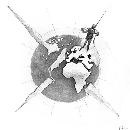 Atlas Telamon Holding The Earth With Both Hands Above His Head