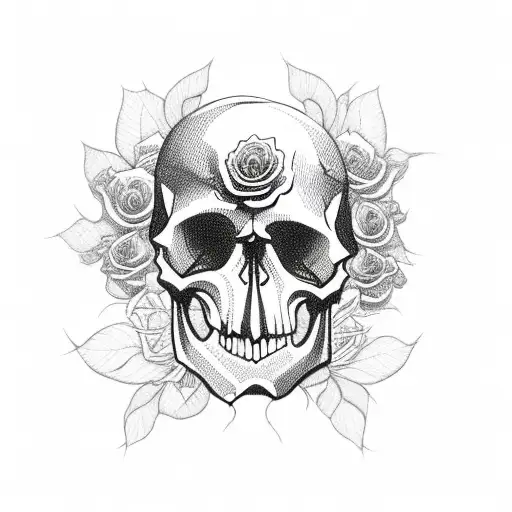 Skull With Roses And Cracks