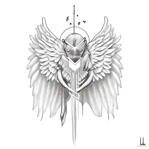 Letter L Hidden Behind Number 4 With Angel Wings And A Single Pop Corn