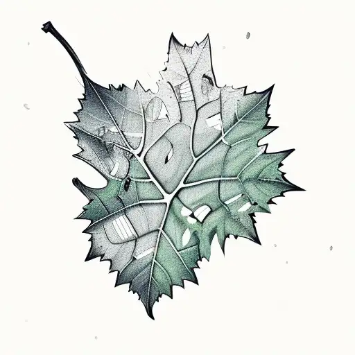 Grapes And Leaves Of Vine In Color