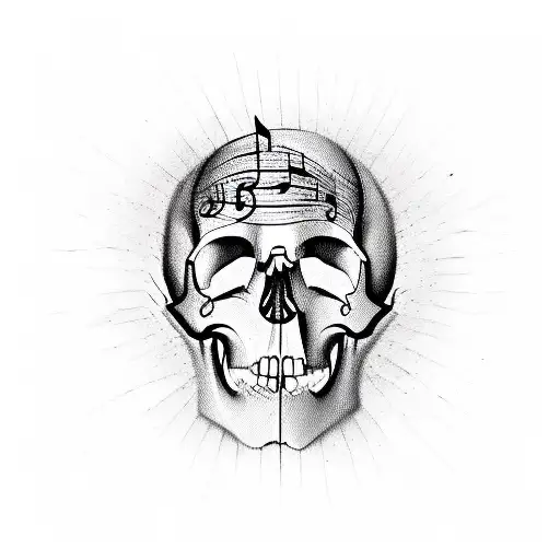 A Skull Composed Of Musical Notes Intertwined With Lines Of Poetry