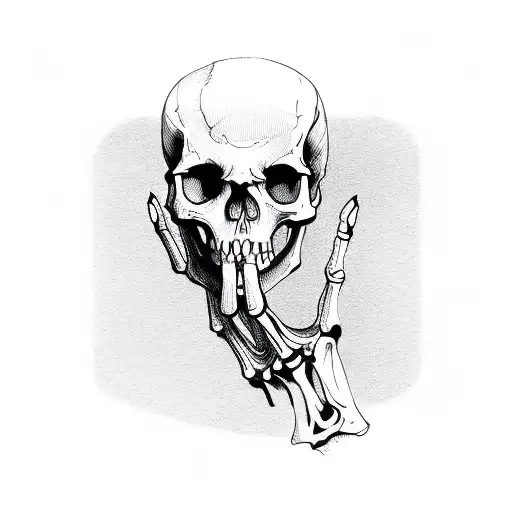 Skeleton With Skull In Hands