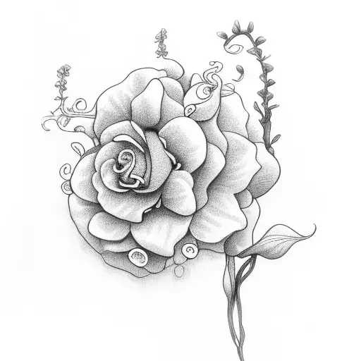 Sad Soft Droopy Flower With Small Soft Vine Design