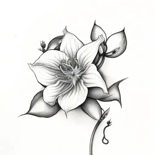 Sad Soft Droopy Roguchi Clematis Flower With Soft Vine Design