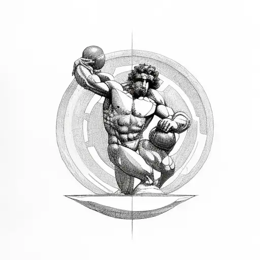 Atlas The Greek Titan Holding The Earth On His Shoulders With Muscular Body And Bending The Knee
