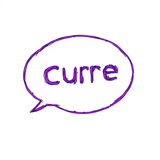 A Purple Speech Bubble With The Word Cure