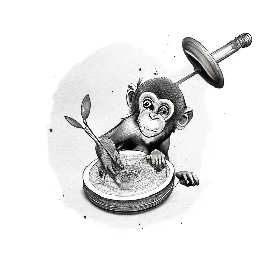 Ignorant Style Tattoo Of A Monkey With Cymbals