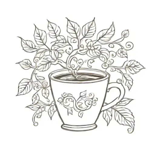 Coffee Cup With Vine Growing