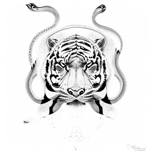 Orca And Snake And Tiger And Gorilla And Iranian Carpet Full Hand