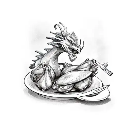 A Dragon Chef Preparing Chicken Wings In A La Restaurant